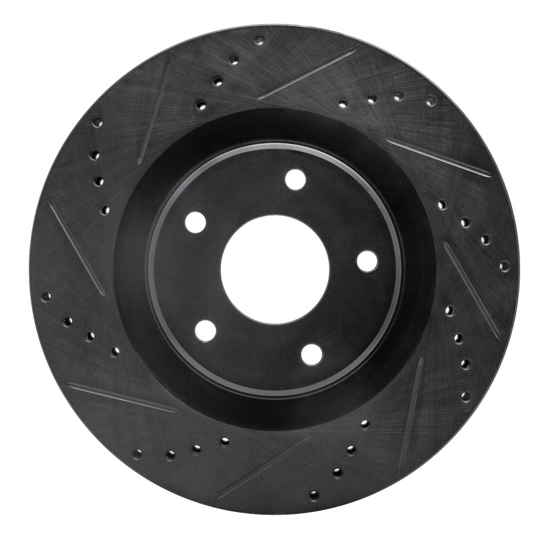 Cadillac XLR Brake Rotor (1) - Front Left - R1 Concepts - Drilled & Slotted - Black - `05-`13